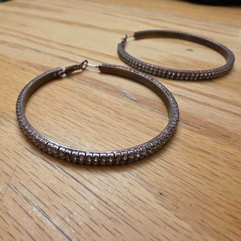 Etsy Silver Toned Oversized Rhinestone Hoops - Picture 5 of 16
